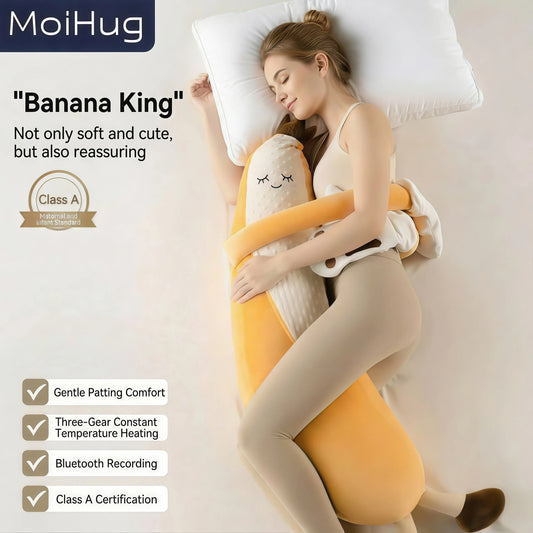 MoiHug "Banana King" body pillow with Gentle Patting Comfort and Three-Gear Constant Temperature Heating. It's a Bluetooth pillow / Heated Sleep Aid featuring Automatic Patting Function and Bluetooth recording. Certified with Class A Maternal and Infant Standard, great for parent-child use. What is the best sleep aid?