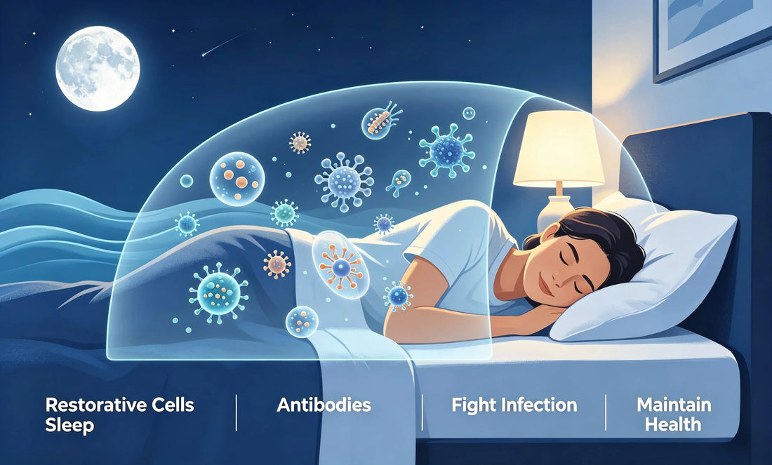 Sleep and immune system connection — restorative sleep activates immune cells and antibodies to fight infection and maintain health.