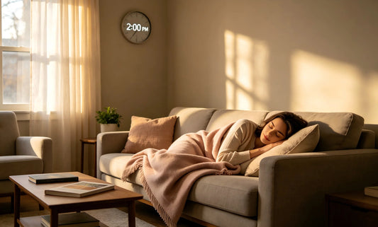 Person taking a peaceful afternoon nap in soft natural light — representing the restorative potential of well-timed daytime rest.