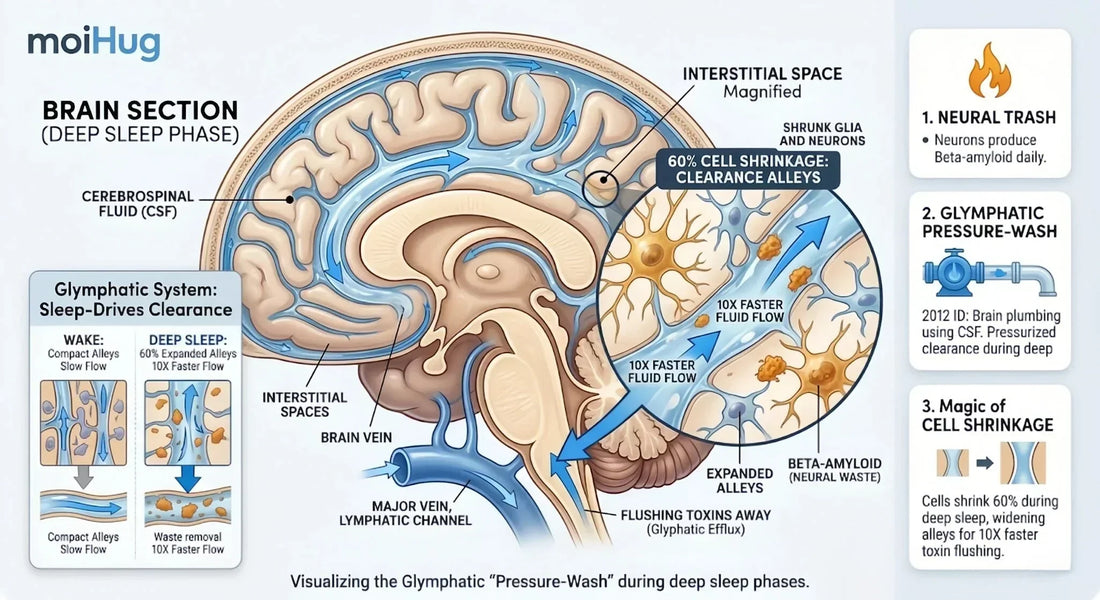 Infant deep sleep cycles aligned with growth hormone release to support physical development and natural sleep aid functions.