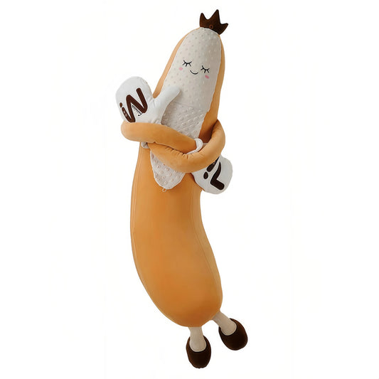 MoiHug Banana King bolster pillow with cute design, premium long plush body pillow for home decor and comfort.