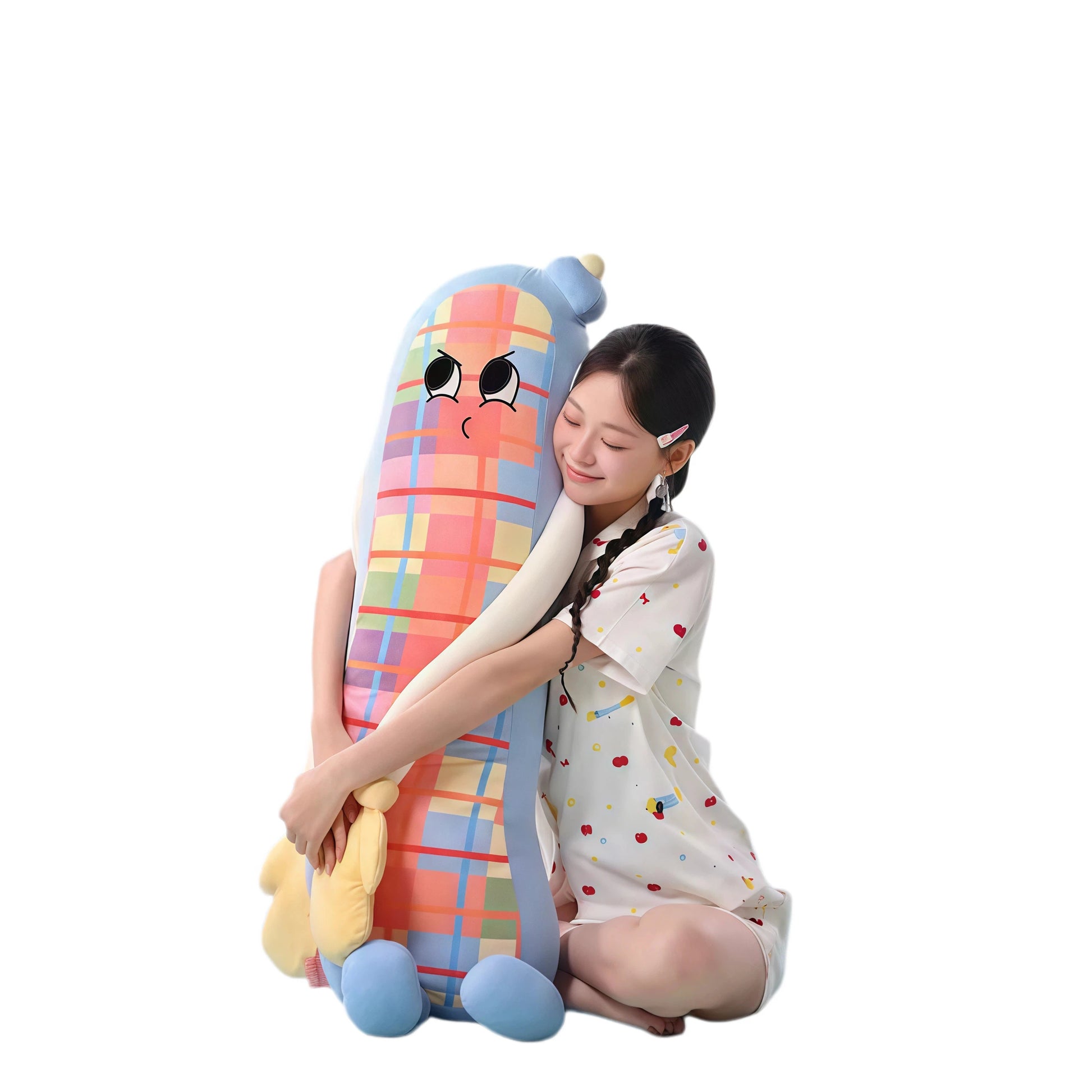 White background main shot of moihug multi-function cuddle pillow, natural sleep aid alternative to microwave heating pad.
