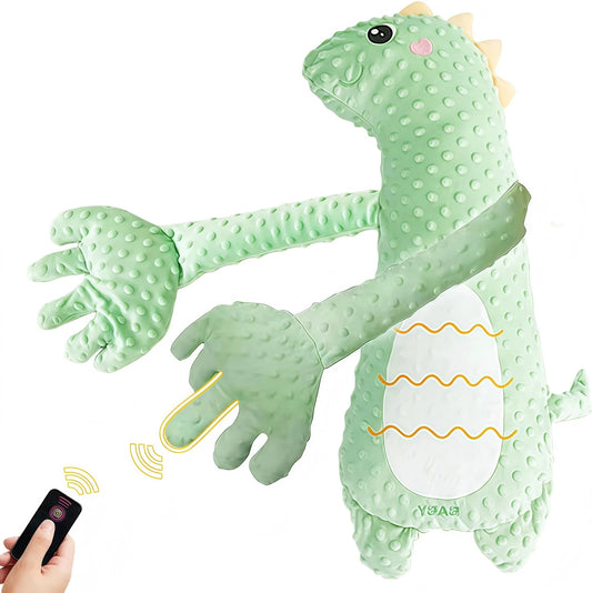 MoiHug Soothing Dinosaur Body Pillow. Featuring plush material with a green dotted texture and long, huggable arms, this is an Anxiety Relief Toy and adult cuddle pillow. The cartoon design aims to Warm your heart and serves as the best sleep aid for How to relieve inner anxiety.