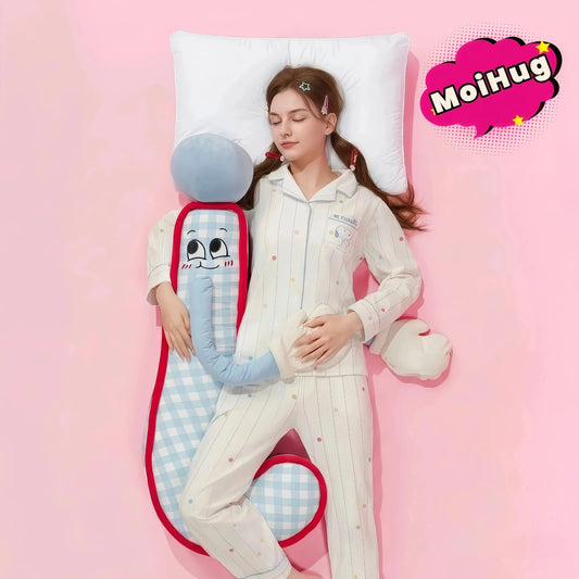 MoiHug Body Pillow for side sleeper, a therapeutic plush and natural sleep aid to relieve inner anxiety and fall asleep.
