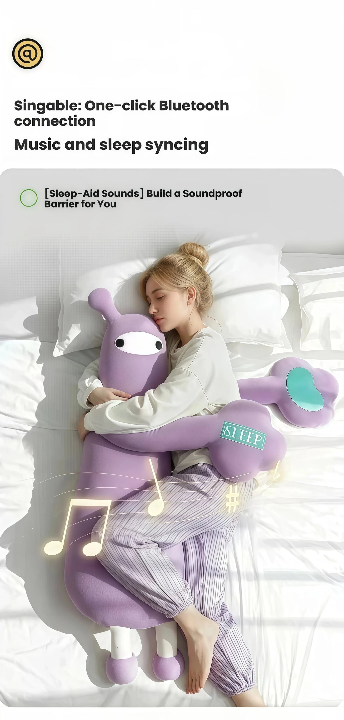 MoiHug monster body pillow with soft texture, high-quality long plush body pillow for better sleep support.