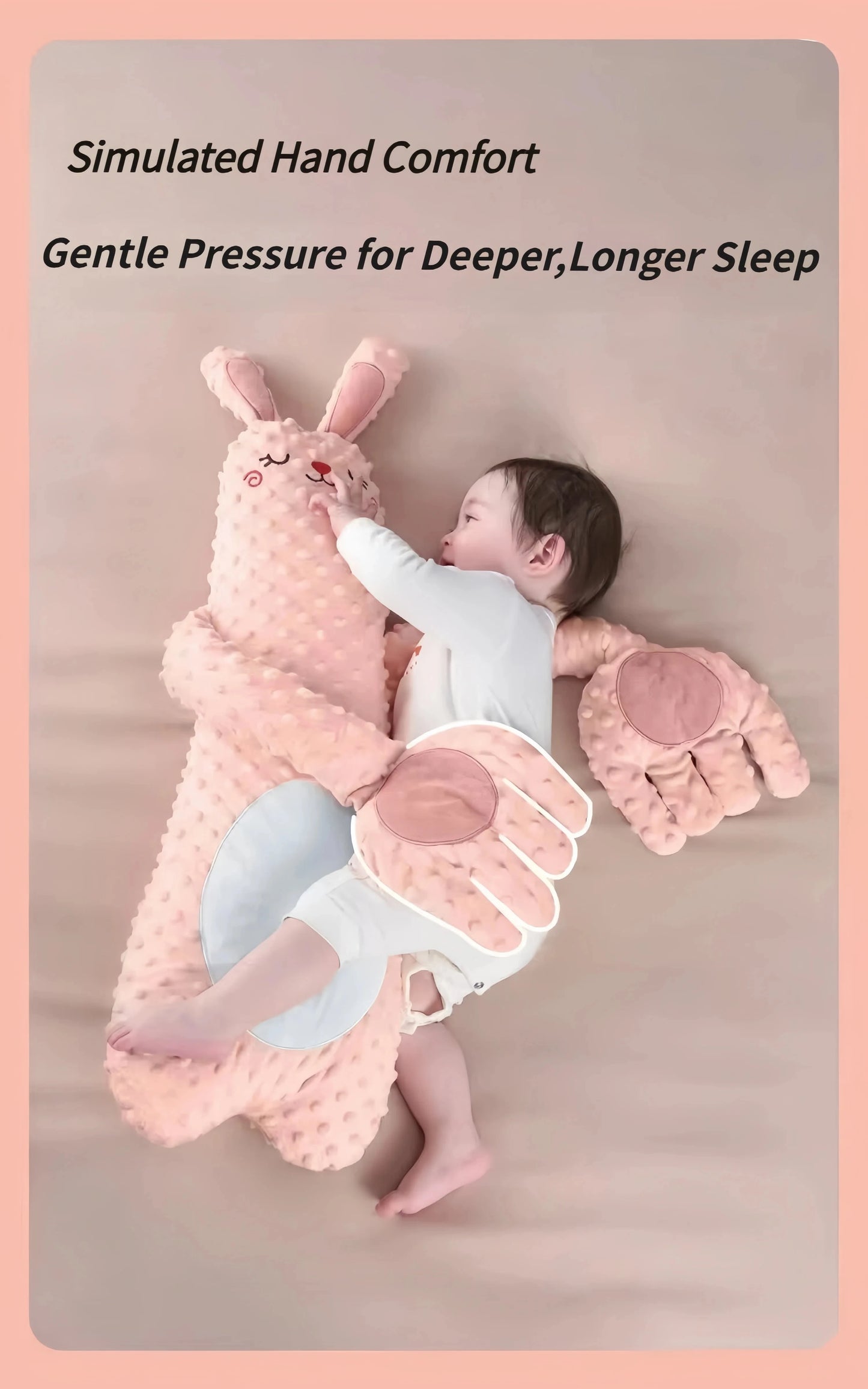 MoiHug Bunny long plush body pillow, cute bolster pillow for adults and kids providing deep sleep support.