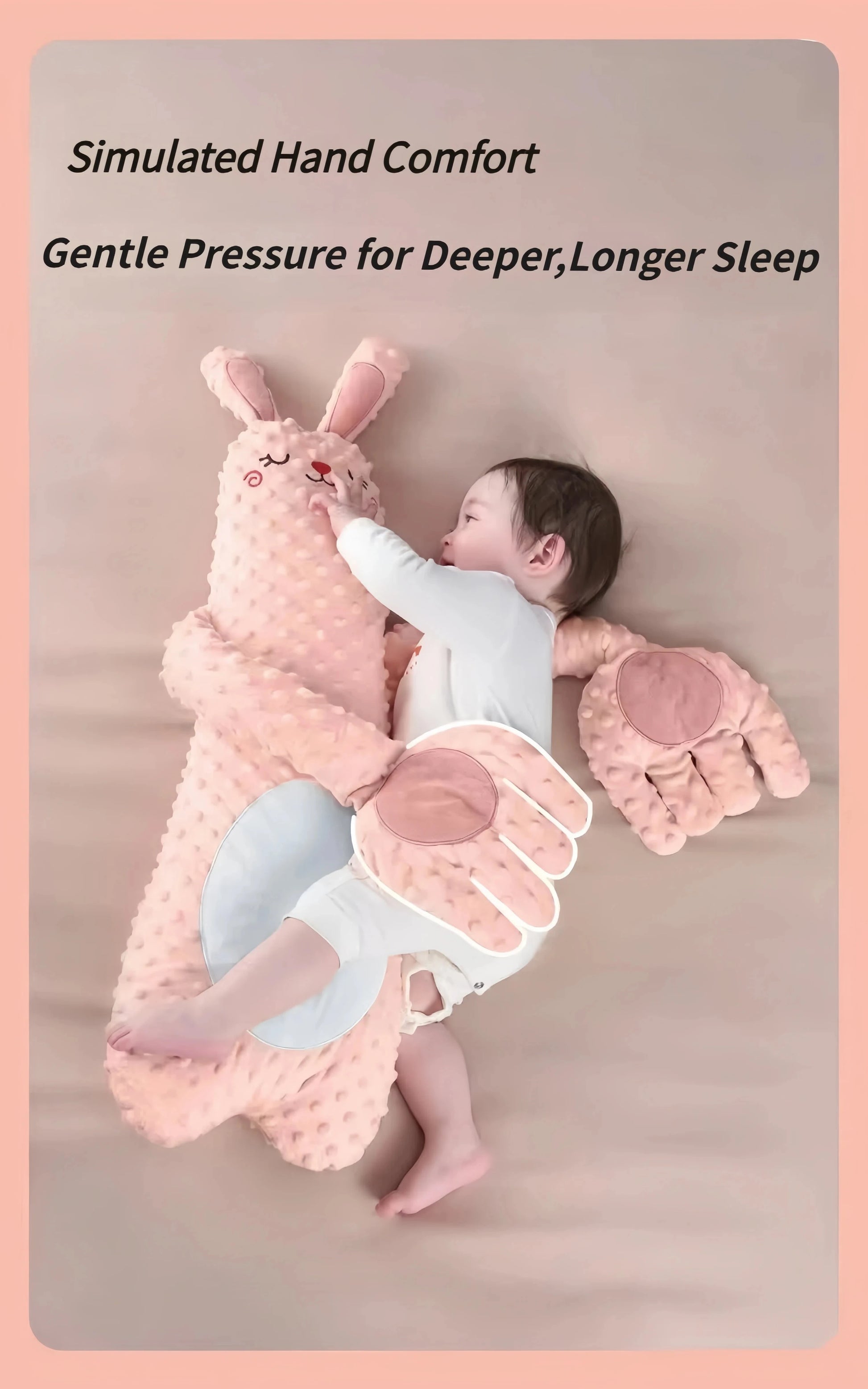 MoiHug Bunny long plush body pillow, cute bolster pillow for adults and kids providing deep sleep support.