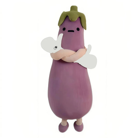 MoiHug eggplant long plush body pillow, cute bolster pillow design for hugging and better sleep support.