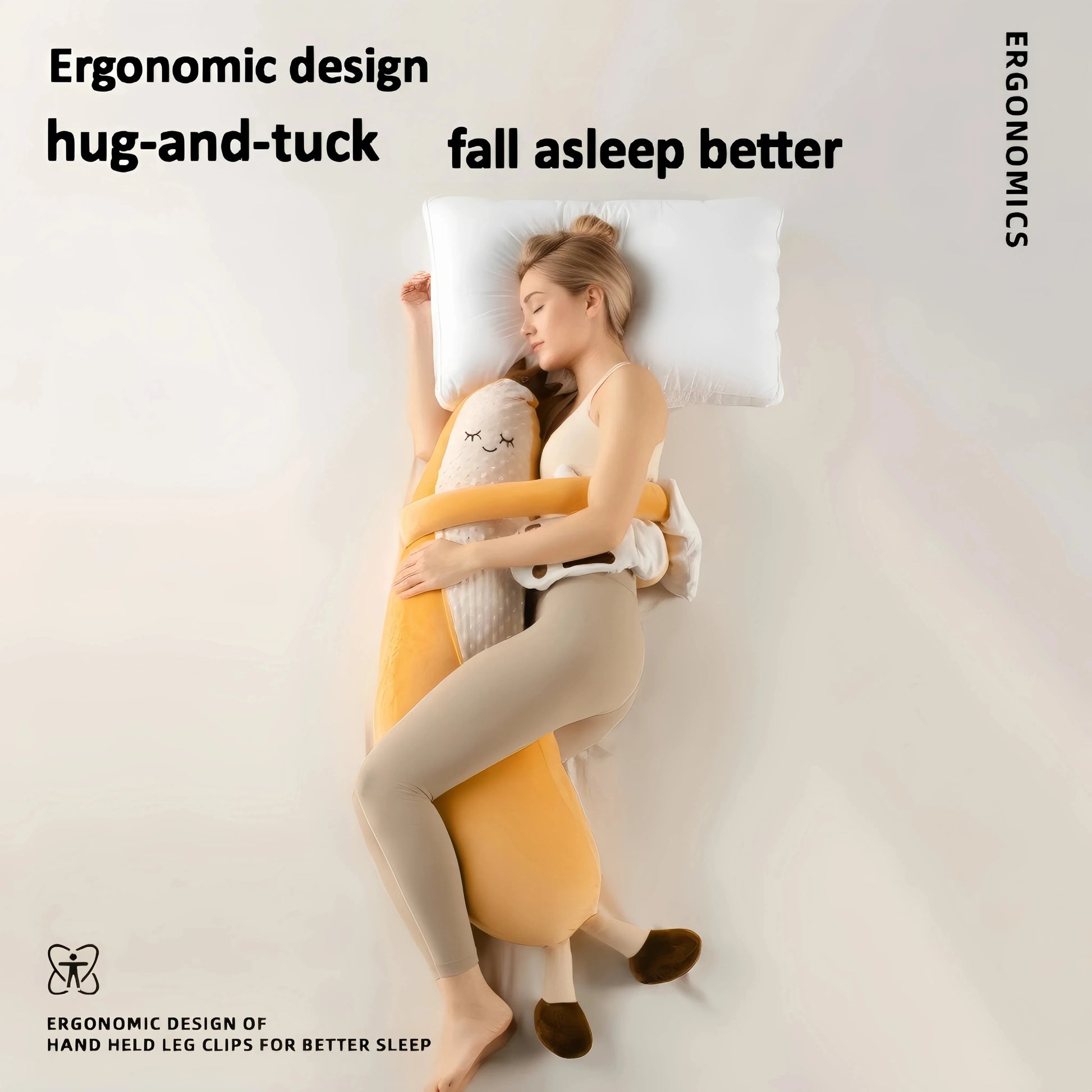 MoiHug ergonomic leg pillow for side sleepers, lumbar pillow support improving sleep posture and alignment.