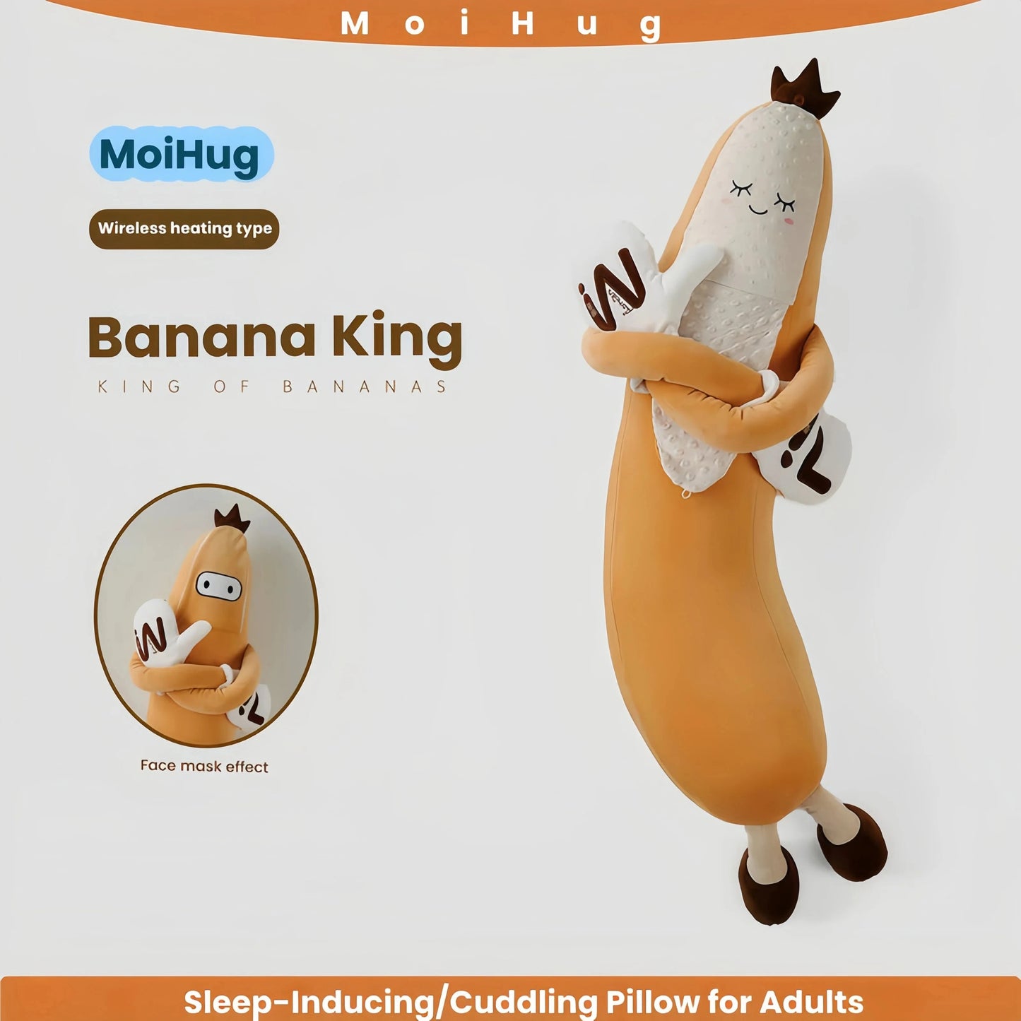 MoiHug wireless heating body pillow, soothing sleep aid with gentle warmth for anxiety relief and better rest.